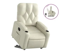 vidaxl Poltrona*Poltrona reclinável elevatória couro artificial cor Creme