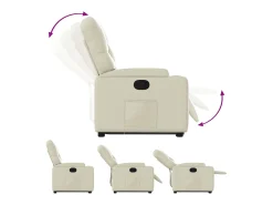 vidaxl Poltrona*Poltrona reclinável elevatória couro artificial cor Creme