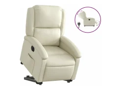 vidaxl Poltrona*Poltrona reclinável elevatória elétrica couro artificial Creme