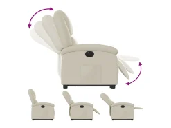 vidaxl Poltrona*Poltrona reclinável elevatória elétrica couro artificial Creme
