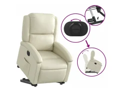 vidaxl Poltrona*Poltrona reclinável elevatória elétrica couro artificial Creme