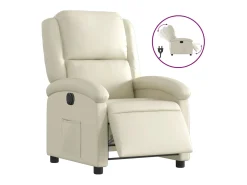 vidaxl Poltrona*Poltrona reclinável elétrica couro artificial cor Creme