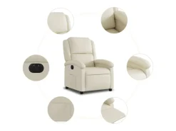 vidaxl Poltrona*Poltrona reclinável elétrica couro artificial cor Creme