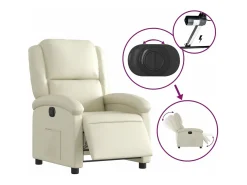 vidaxl Poltrona*Poltrona reclinável elétrica couro artificial cor Creme
