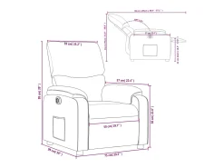 vidaxl Poltrona*Poltrona reclinável elétrica couro artificial cor Creme