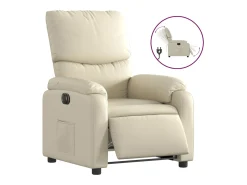 vidaxl Poltrona*Poltrona reclinável elétrica couro artificial cor Creme