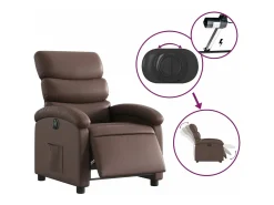 vidaxl Poltrona*Poltrona reclinável elétrica couro artificial castanho Castanho chocolate