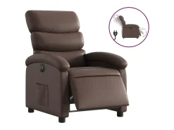 vidaxl Poltrona*Poltrona reclinável elétrica couro artificial castanho Castanho chocolate