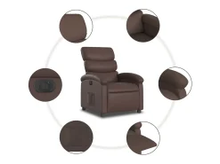 vidaxl Poltrona*Poltrona reclinável elétrica couro artificial castanho Castanho chocolate