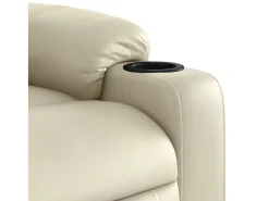 vidaxl Poltrona*Poltrona reclinável elétrica couro artificial cor Creme