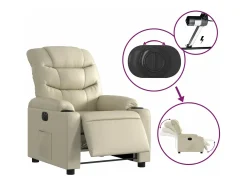 vidaxl Poltrona*Poltrona reclinável elétrica couro artificial cor Creme