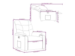 vidaxl Poltrona*Poltrona reclinável elétrica couro artificial cor Creme