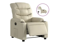 vidaxl Poltrona*Poltrona reclinável elétrica couro artificial cor Creme