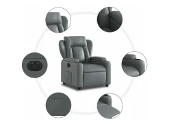 vidaxl Poltrona*Poltrona reclinável elétrica couro artificial Cinzento