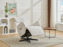 Vente-unique Poltrona*Poltrona reclinável elétrica de tecido texturizado TASEMO Bege