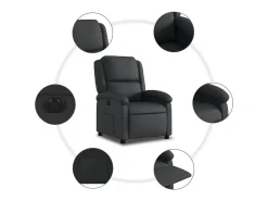 vidaxl Poltrona*Poltrona reclinável elétrica couro genuíno Preto