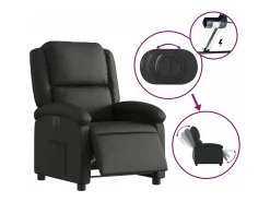 vidaxl Poltrona*Poltrona reclinável elétrica couro genuíno Preto