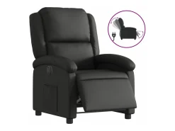 vidaxl Poltrona*Poltrona reclinável elétrica couro genuíno Preto