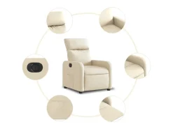 vidaxl Poltrona*Poltrona reclinável elétrica tecido cor Creme