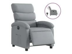vidaxl Poltrona*Poltrona reclinável elétrica tecido cinzento-claro Cinzento claro