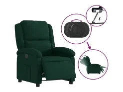 vidaxl Poltrona*Poltrona reclinável elétrica veludo -escuro Verde