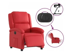 vidaxl Poltrona*Poltrona reclinável elétrica couro artificial Vermelho