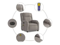 Hot Poltrona reclinável massagens elétrica | Poltrona Confortável tecido cinza-acastanhado SHL926631 Poltrona