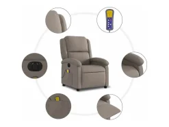 Hot Poltrona reclinável massagens elétrica | Poltrona Confortável tecido cinza-acastanhado SHL878727 Poltrona