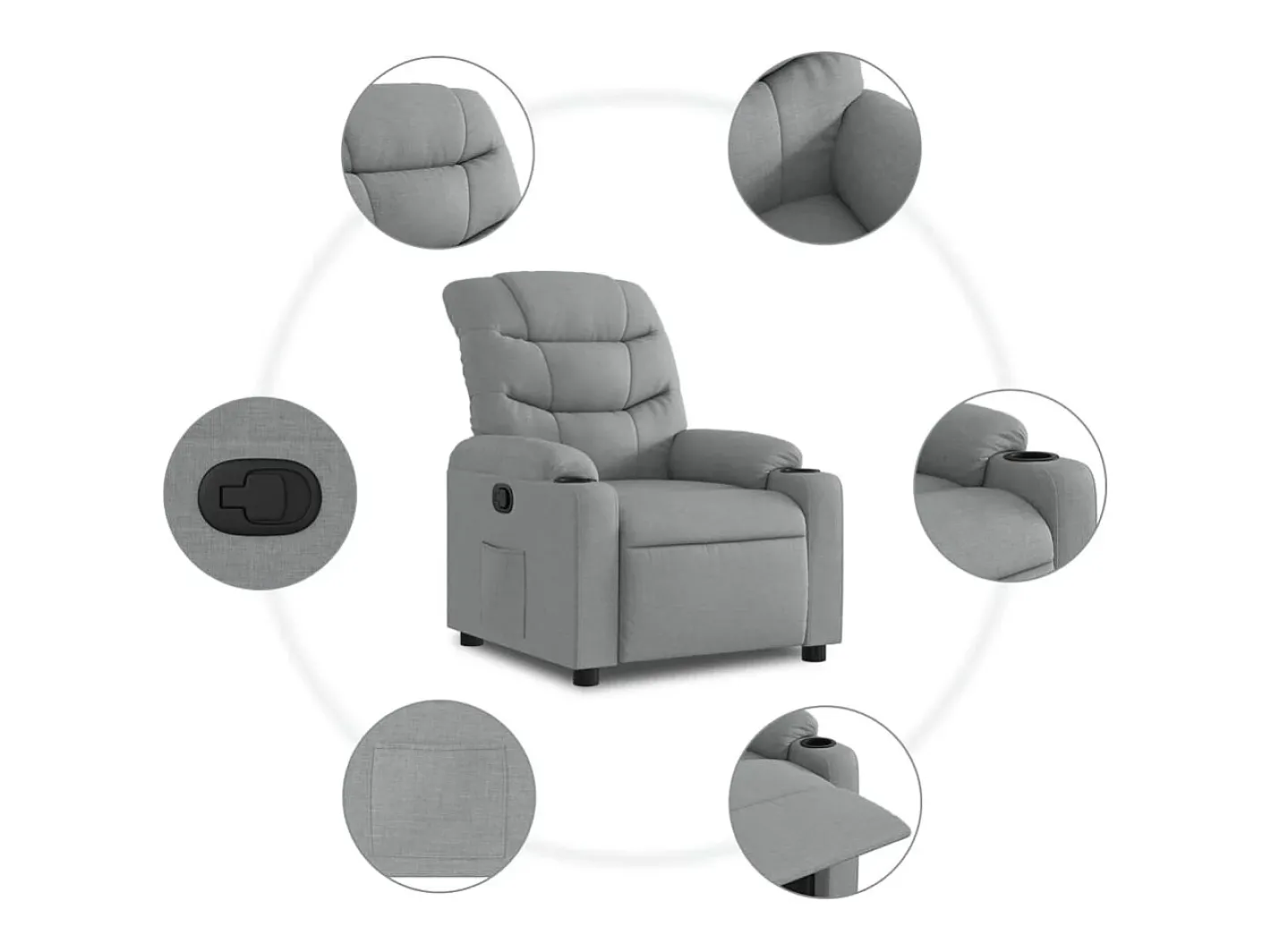 vidaxl Poltrona*Poltrona reclinável tecido -claro Cinzento