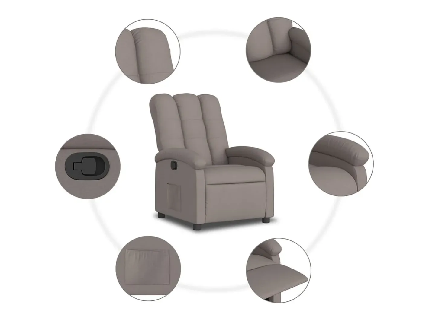 Outlet Poltrona reclinável tecido cinzento-acastanhado Poltrona