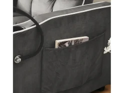 Poltrona retrátil em veludo - com suporte para copos + suporte para telemóvel - Cinza*ModernLuxe Best