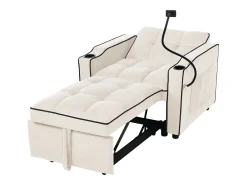 Outlet Poltrona retrátil em veludo - com suporte para copos + suporte para telemóvel - Poltrona