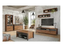 Best Prateleira 120cm coleção WINDSOR. Cores carvalho escuro e cinza antracite. Prateleira