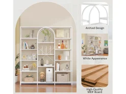 Clearance Prateleira de armazenamento moderna em estilo minimalista - 160 x 30 x 180 cm - MDF + metal - branca Prateleira