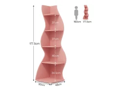 Tribesigns Biblioteca*Prateleira de Cantinho Ondulada, Estante Moderna de 5 Andares com Forma Curva, Suporte para Plantas Exibidor Único Rosa