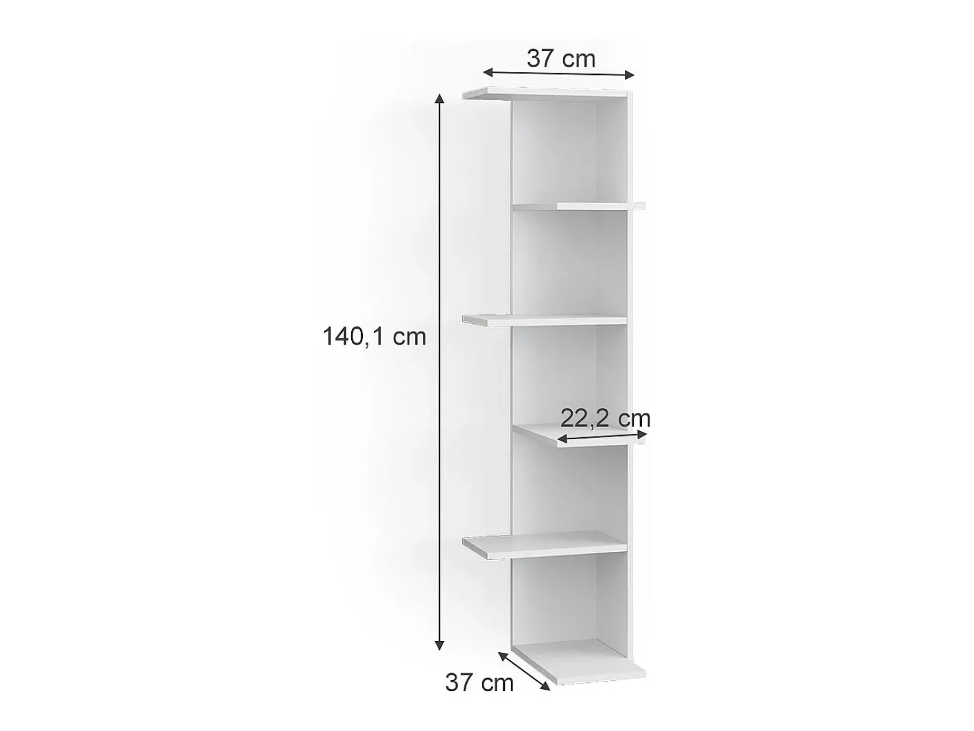Vicco Prateleira*Prateleira de canto 37x37x140.1 tera Branco