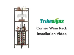 Prateleira de canto com suporte para garrafas e prateleiras de arrumação, bar de canto de 4 níveis, prateleira de canto independente para sala de estar, sala de jantar, cozinha^Tribesigns Discount