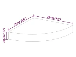 vidaxl Prateleira*Prateleira de canto suspensa 25x25x3,8 cm MDF cinzento Cinzento claro