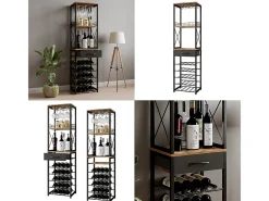 Vicco Acessórios De Arrumação|Acessório Vinho E Bar*Prateleira de cozinha carvalho rústico 40x30x147.5 porto Natural escuro