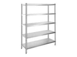 Prateleira de Cozinha, SucceBuy, Estante de 48 x 18,5 Polegadas em aço Inoxidável, 5 Níveis, Prateleiras de Armazenamento Ajustáveis^ Clearance