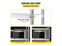 Prateleira de Cozinha, SucceBuy, Estante de 48 x 18,5 Polegadas em aço Inoxidável, 5 Níveis, Prateleiras de Armazenamento Ajustáveis^ Clearance