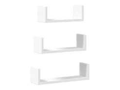 vidaxl Prateleira*Prateleira de parede 3 pcs derivados de madeira Branco