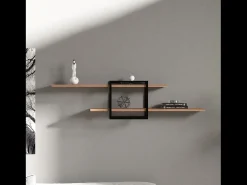 Clearance Prateleira de Parede Design Pinho Preto - 2 Armazenamentos - Moderna e Prática Prateleira