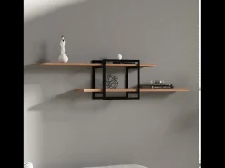 Clearance Prateleira de Parede Design Pinho Preto - 2 Armazenamentos - Moderna e Prática Prateleira