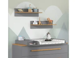 Vicco Prateleira*Prateleira de parede para o quarto das crianças cinza 70x18.4x20 malia Cinzento