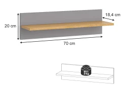 Vicco Prateleira*Prateleira de parede para o quarto das crianças cinza 70x18.4x20 malia Cinzento