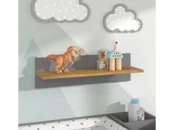 Vicco Prateleira*Prateleira de parede para o quarto das crianças cinza 70x18.4x20 malia Cinzento