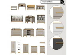 Vicco Prateleira*Prateleira de parede para o quarto das crianças cinza 70x18.4x20 malia Cinzento