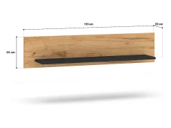 New Prateleira de parede Solal em madeira e preto de 110 cm Prateleira