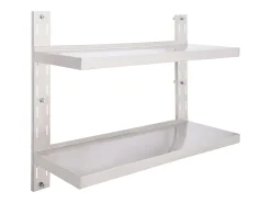 vidaxl Prateleira*Prateleira de parede suspensa 2 níveis 100x30 cm aço inoxidável Cinzento